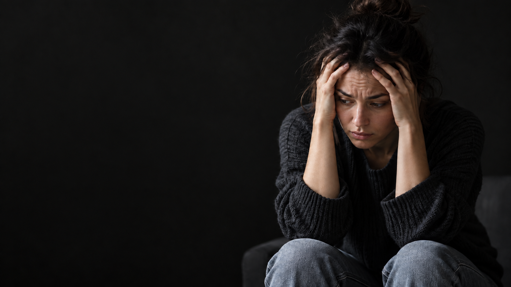 A frustrated person holding their head in their hands